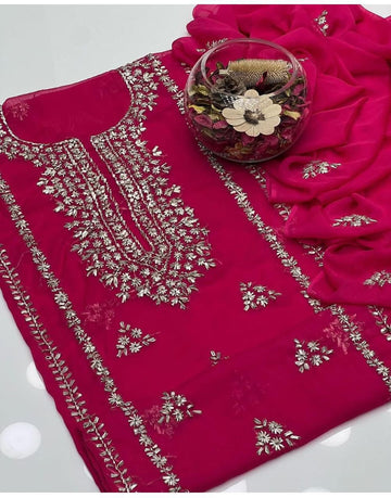 Chiffon Gotta Work 2Pc Dress | LCD Gotta | Bamber Chiffon Embroidered Shirt & Dupatta
