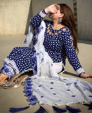 Polca Dots & Ari Work Embroidery 3Pc Dress