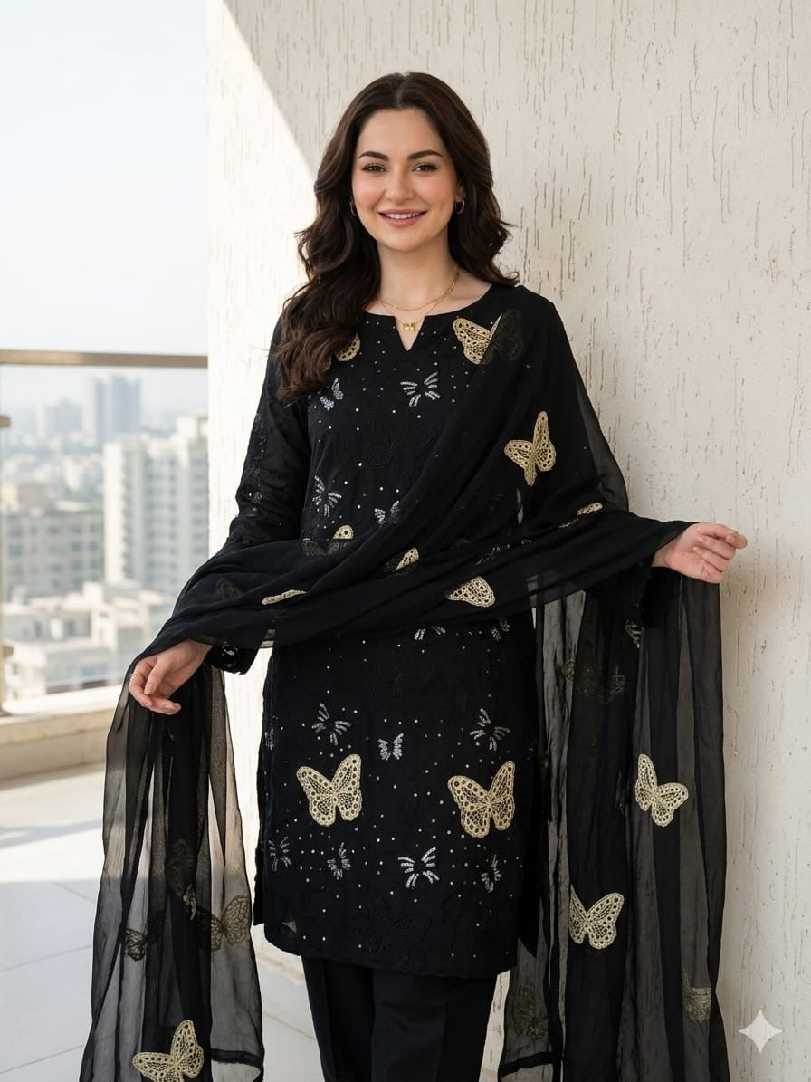 Cotton Lawn Fabric 3pc  Dress