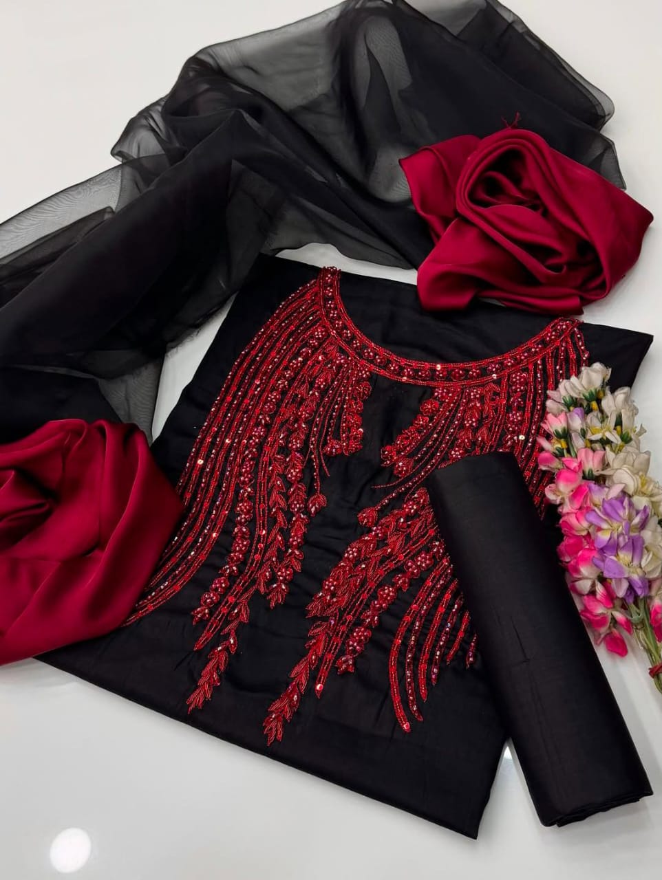 Organza HandWork 3Pc Dress