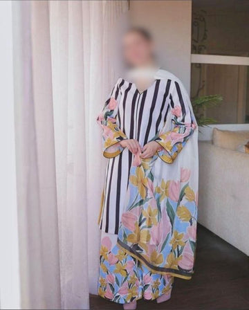 Printed Silk 3Pc Dress