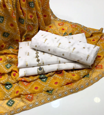 Phulkari Dupatta With Embroidered Shirt & Trouser 3Pc Dress