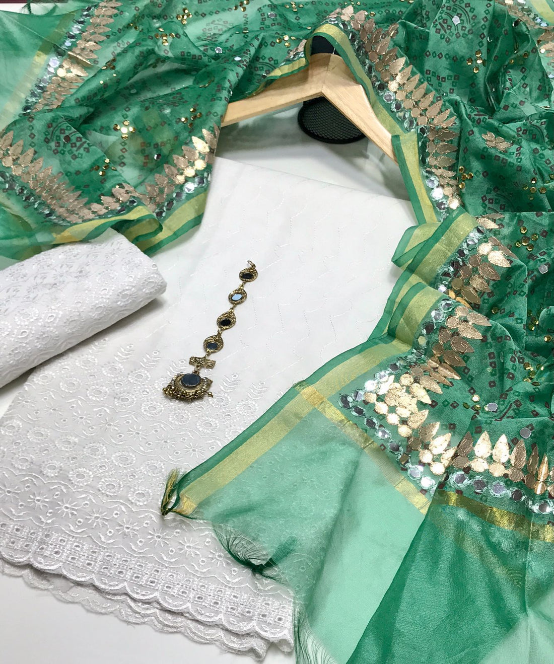 3Pc Dress Embroidered Shirt & Trouser With Embroidered Dupatta