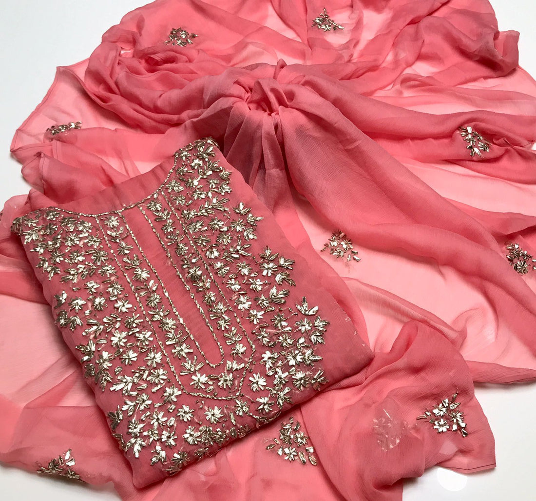 Bamber Chiffon Gotta 2Pc Dress | Handmade Gotta Collection | Embroidered Shirt & Dupatta